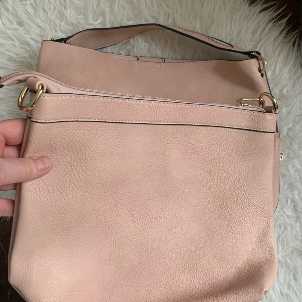 NEW vegan bucket bag nude blush w/ shoulder strap & optional crossbody strap + - Picture 13 of 15